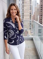 Shirtblouse met opstaande kraag 